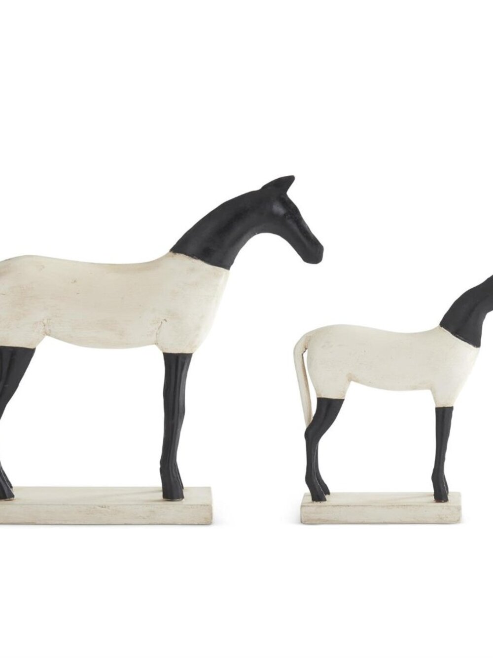 Set of 2 Black & White Metal & Resin Horses NEW